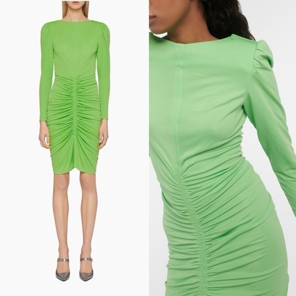 Givenchy Evening Ruched Crepe Dress in Jersey Green Gathered hidden zipper sz 40 - Picture 1 of 14